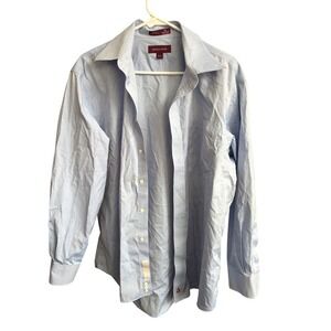 Nordstrom Dress Shirt Light Blue Sailboat Logo Wrinkle-Free Cotton 16-33